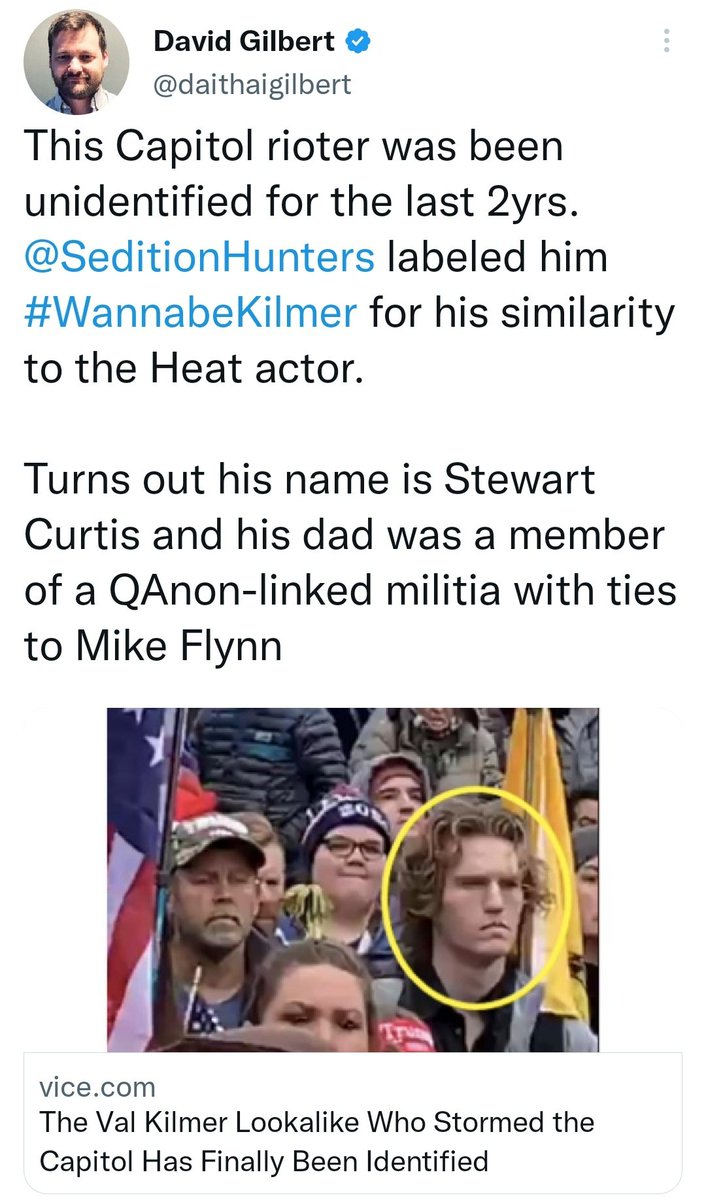 Loveon999's tweet photo. @Lynette30067504 Arrested 🎯 #1AP Stewart Curtis and his dad was a member of a QAnon-linked militia with ties to Mike Flynn. @gal_suburban https://t.co/oxCiqu1LdT