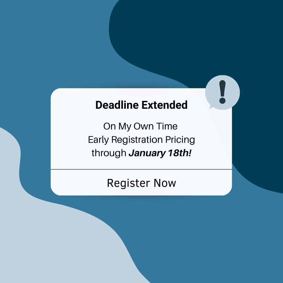 Attention! For those interested in early registration pricing for On My Own Time, the deadline has been extended to this upcoming Wednesday, January 18. 

For more information about OMOT, or to register, visit ntbca.org/omot2023

#omot #onmyowntime  #ntbca