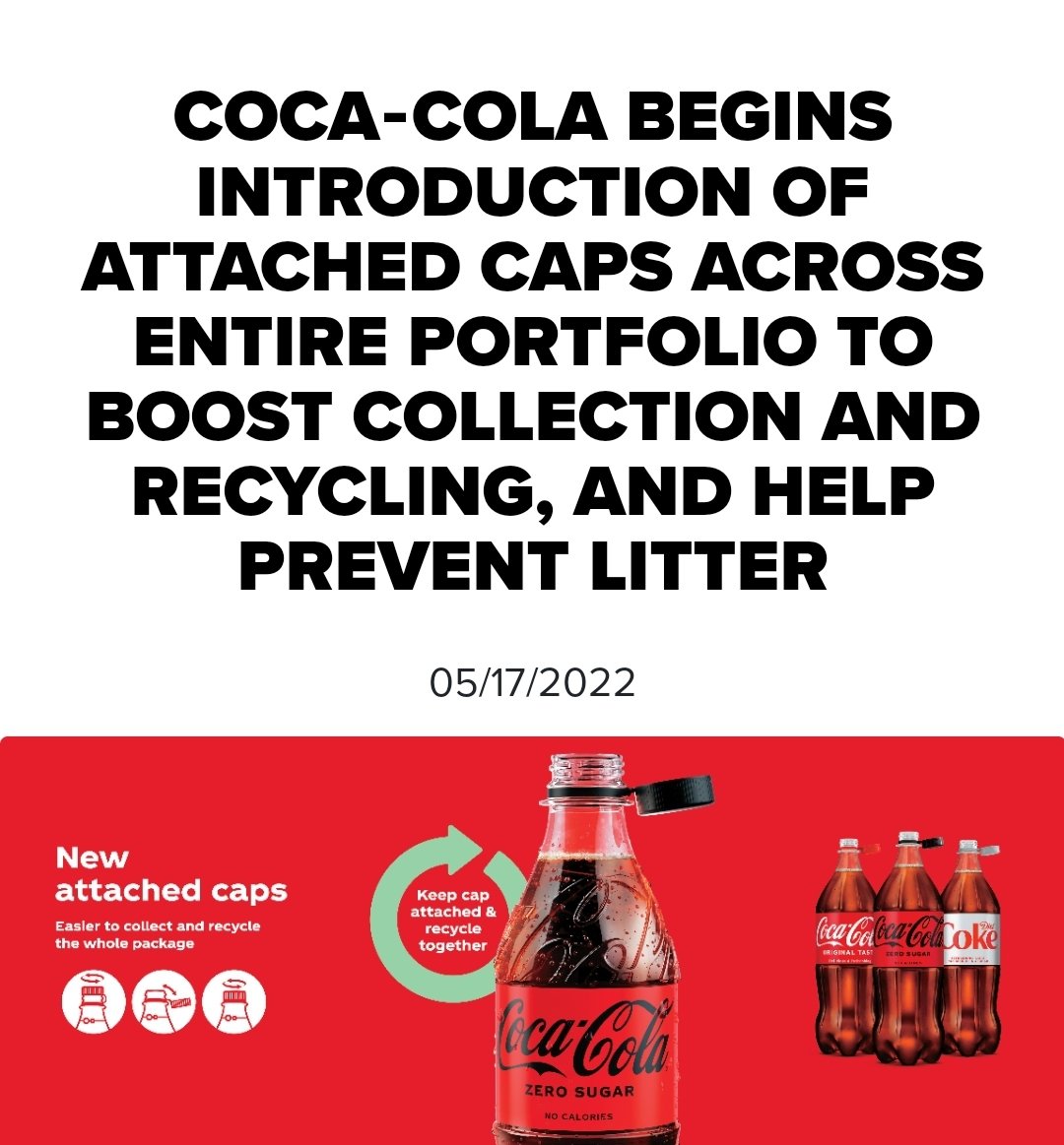 Yes.I am that sad I googled why the lids are now attached. Thought it was to do with littering. Good to know. @CocaCola #worldwithoutwaste