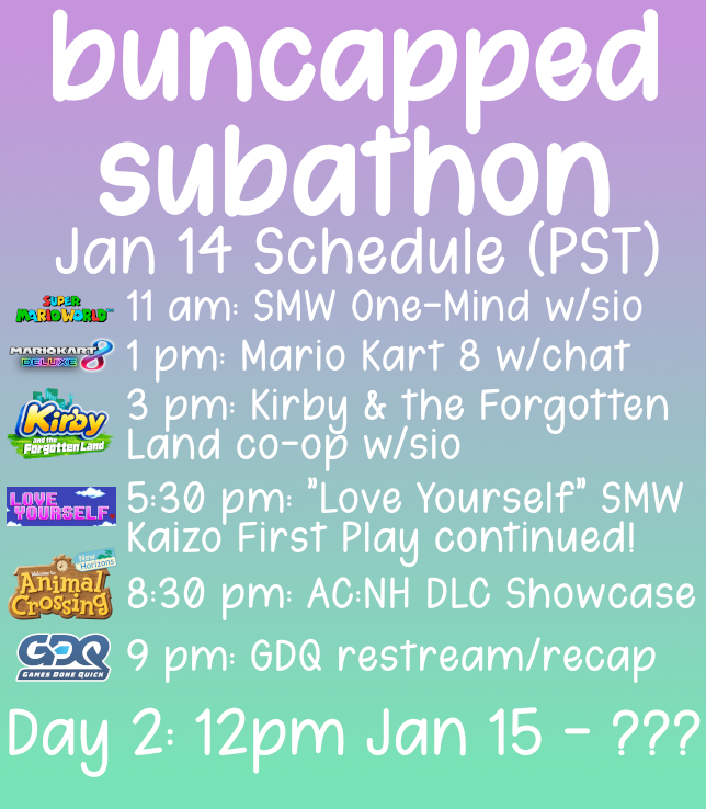 princesssbunbun's tweet image. 🎉 buncapped subathon starts TOMORROW (11am PST)! celebrating 2 years of full time streaming! 🎉

we'll start with 12 hours on the clock, &amp;amp; all subs/bits/tips will add time to the timer!

i won't be sleeping on stream but i'll stream every day til the timer runs out!