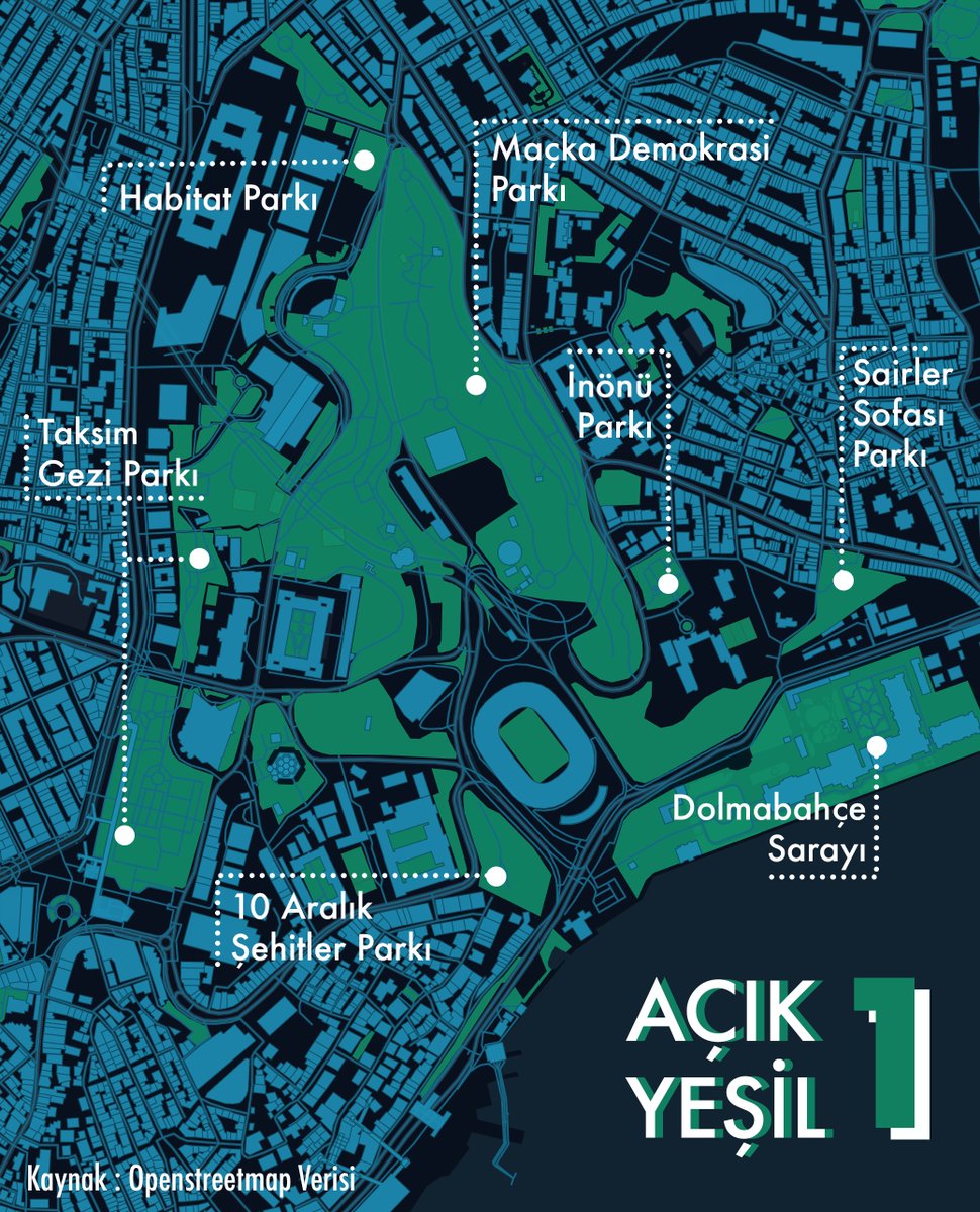 open_mapper's tweet photo. İstanbul Yeşil Alan Örnekleri | @ibbyesilist
Base Map  @FSQStudio
#opensource #opendata #istanbul #OpenStreetMap   #openmapper #map #natural #açıkyeşil #park #harita #FoursquareStudio https://t.co/7xgtVNi10f