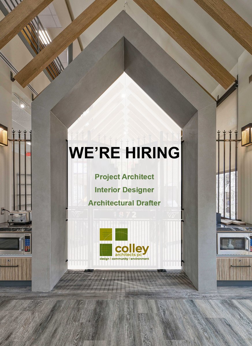 colleyarch's tweet photo. @ChamberRVA Colley Architects is #Hiring! The firm is currently looking for candidates for Project Architects, Interior Designers, and Architectural Drafters! Visit our Careers Page to learn more about the open positions: https://t.co/SiF4H8lA6i
#architect #interiordesigners https://t.co/AVOUNrwCYU