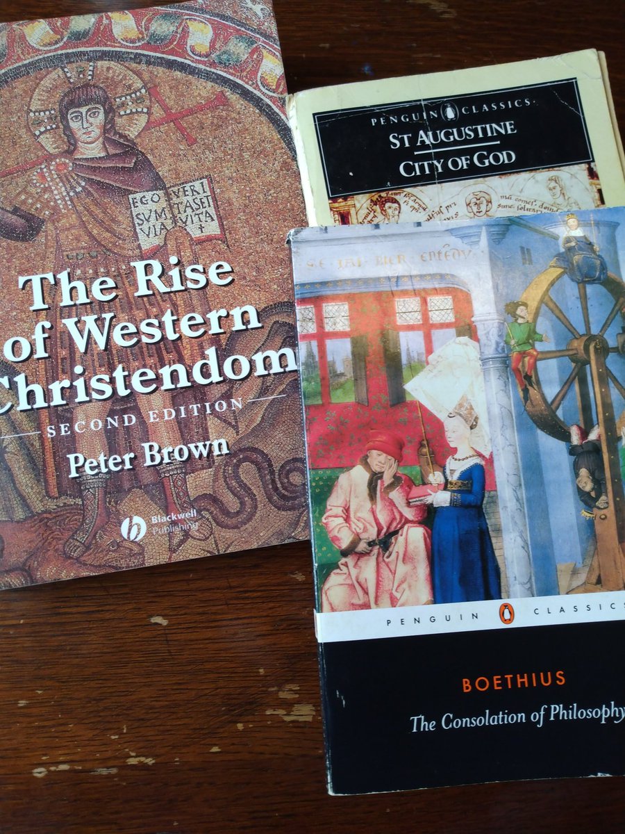 Getting ready to discuss these with a friend. Great books to read and know. #classicaled #classicaleducation #staugustine #boethius #peterbrown