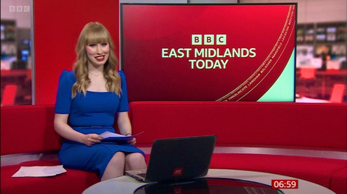 GarethEvansShow's tweet photo. Felt very proud looking up at my @smootheastmids studio telly today and seeing @_EmmaSnow doing the morning telly news @bbcemt. #GoSnow. https://t.co/8JWnBojicO