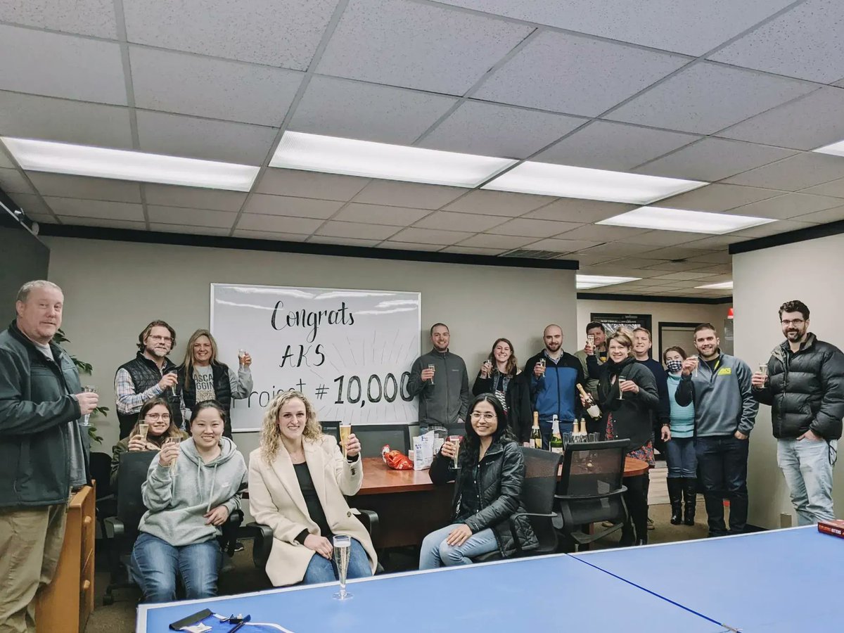 AKS_Engineering's tweet photo. 2023 is off to a great start 🥳

On January 3rd, we opened our 10,000th job and celebrated last Friday across all four offices. To our employees – THANK YOU for bringing your best every day and helping us reach this #milestone.

Here’s to the next 10k 🥂 https://t.co/NHwjOnD9JI