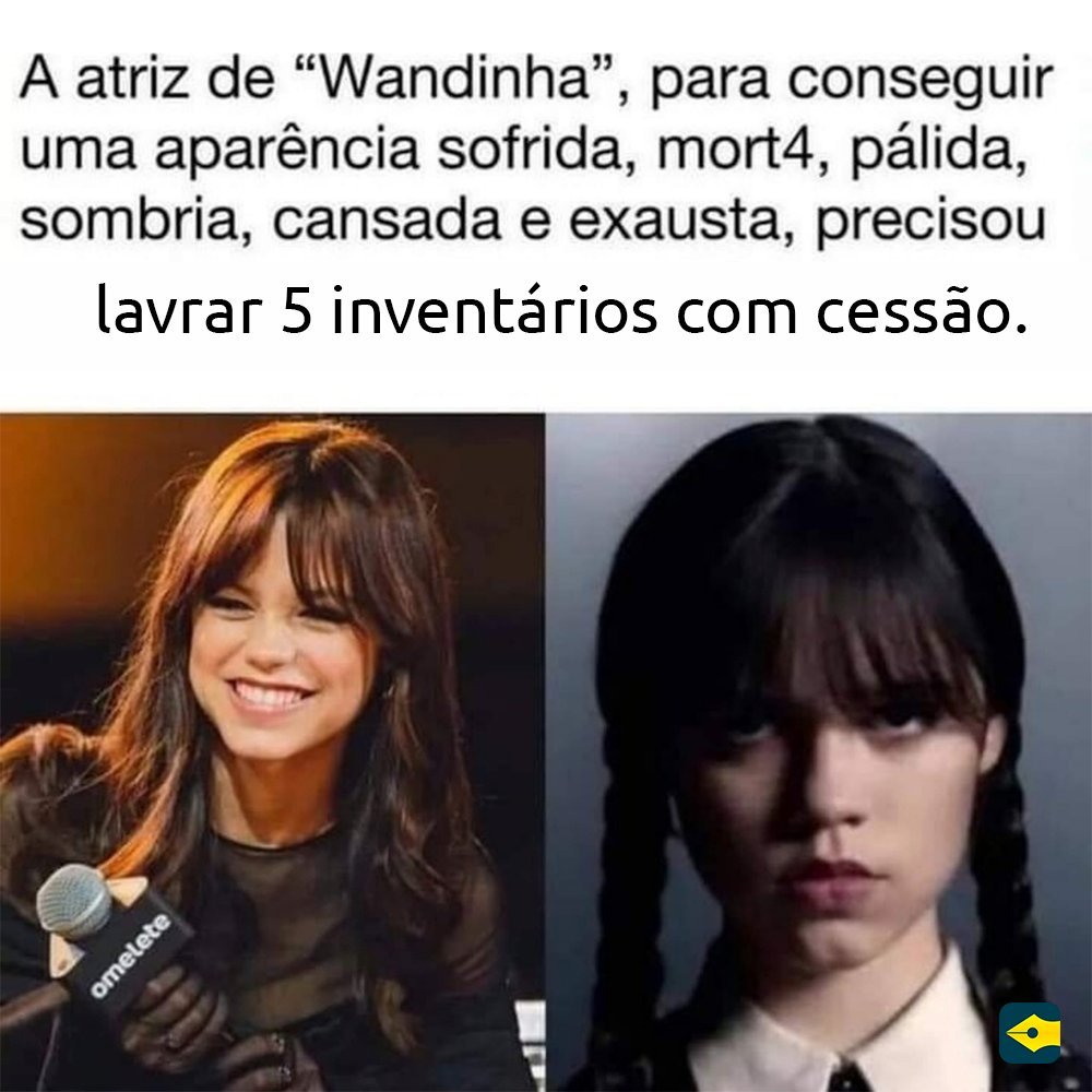 CNBSP_oficial's tweet photo. Conta pra gente nos comentários quantas escrituras você teve que lavrar para atingir o visual da "Wandinha"! 💀

#CNBSP #PIADANOTARIAL #SEXTAFEIRA13 #SEXTA13 #INVENTARIO #CARTORIO #TABELIAO #ESCREVENTE https://t.co/5ZM8H6zHIj