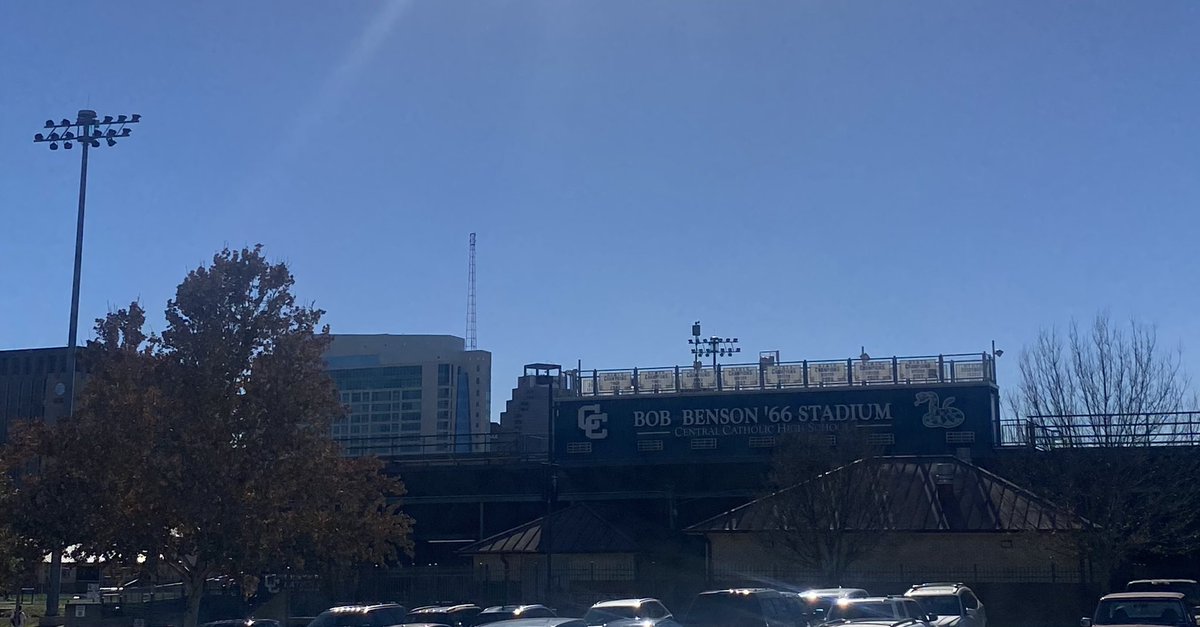 Nothing like a stadium with a SA skyline view! Thanks to <a href="/FBcoachsantiago/">Mike Santiago AFCA Club-35</a> and the <a href="/SATXCCHS/">Central Catholic HS</a> football program! Keep up the fight coach!