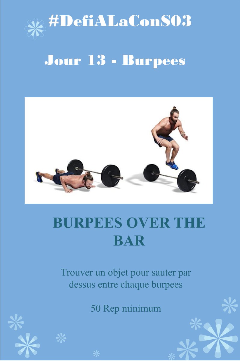 GeekRunOff's tweet photo. #DefiALaConS03 Jour 13
Semaine compliqué, j'ai besoin de souffrir demain.
Je vous propose un seul exercice a faire, si pas possible pour vous, refaite le Jour 10, bien cardio.
Demain, c'est Burpees Over The Bar (vidéo dans le tweet suivant) https://t.co/Co1jKX4KQt
