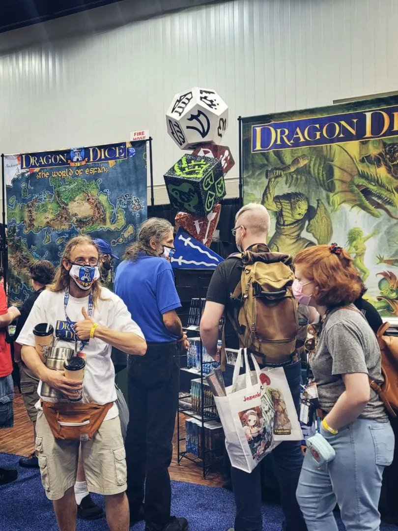 sfr_inc's tweet photo. @Gen_Con How about our giant rotating stack of Dragon Dice https://t.co/o4sqvkaFmX