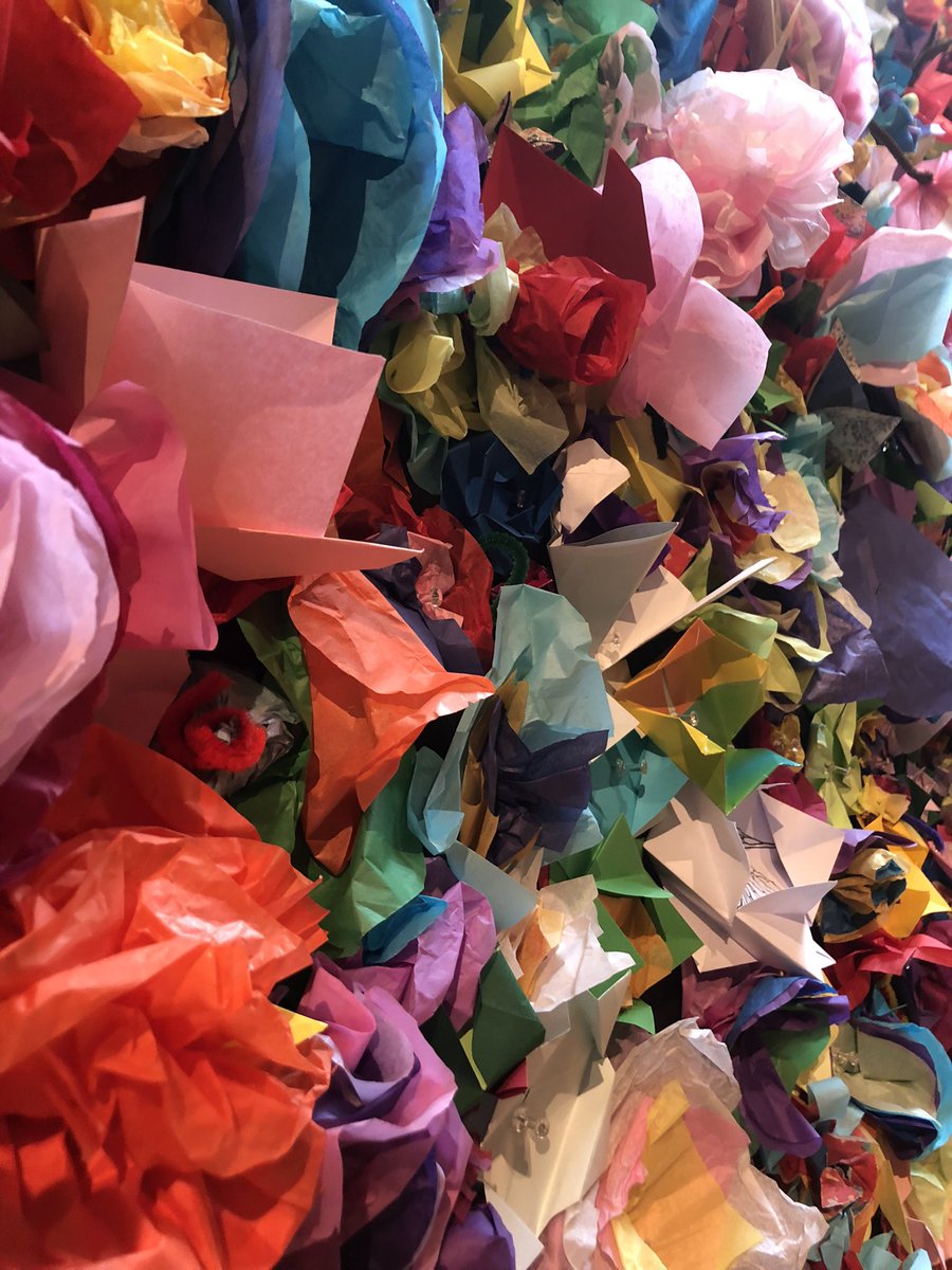 butchartemma's tweet photo. @ComptonVerney engagement with the creative activities inspired by stunning  installation by @pompomfactory has been fab! #kidsinmuseums 2days left to add to the wall of colour 🥰 https://t.co/aNWRy8I9Hk