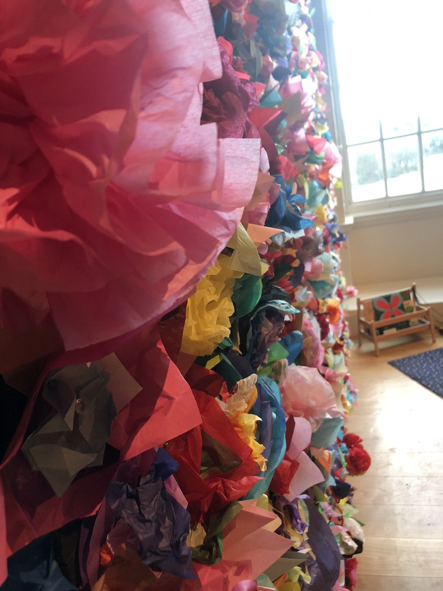 butchartemma's tweet photo. @ComptonVerney engagement with the creative activities inspired by stunning  installation by @pompomfactory has been fab! #kidsinmuseums 2days left to add to the wall of colour 🥰 https://t.co/aNWRy8I9Hk