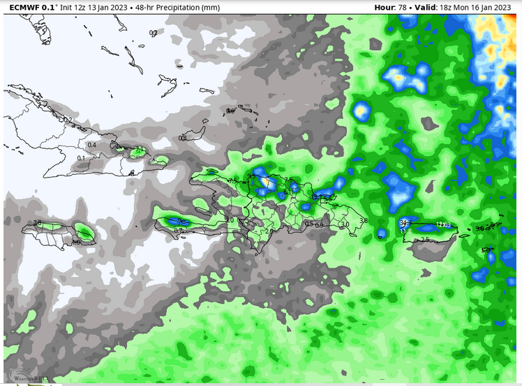 RudyMeteo's tweet photo. Ce front devrait toucher Haïti demain soir. Des pluies modérées à fortes sont attendues sur les régions septentrionales, le nord de la Grande-Anse et les Nippes durant les 72 prochaines heures mais surtout samedi soir et dimanche.#HaitiMeteo #FrontFroid https://t.co/ZBf1sZljXg