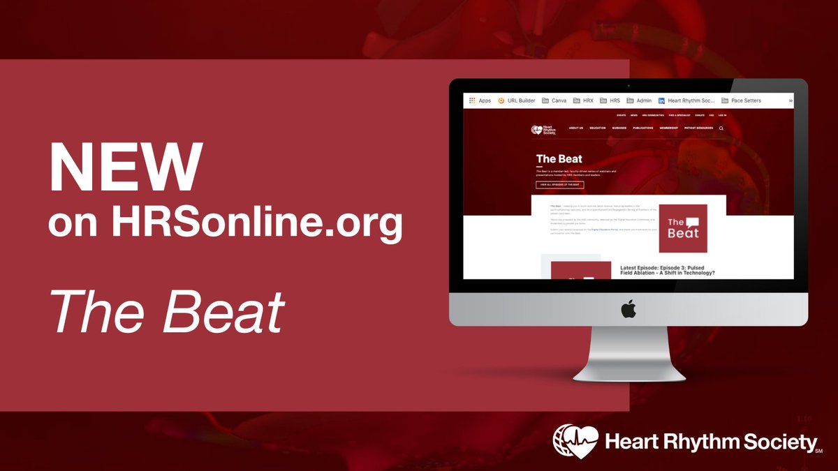 HRSonline's tweet photo. NEW: HRS just added a dedicated page for The Beat webinar series under the 'Education' dropdown on the HRS website. Visit the new page here: https://t.co/d0hc5inNU8 to learn more about upcoming episodes, gain access to previous episodes, and more. https://t.co/CZqWZQGckq