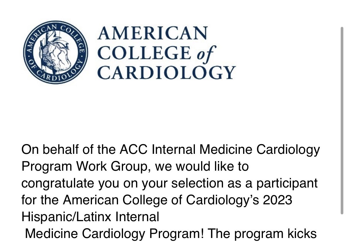 CFernandezHazim's tweet image. Thrilled to be selected as part of the ACC’s 2023 Hispanic/Latinx Cohort in the IM Cardiology Program. Looking forward to start this amazing journey. @ACCinTouch @MonteWakeIM #ACCIMProgram #ACCDiversity #VamosQueSePuede 🇩🇴