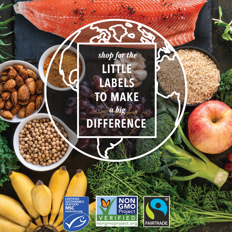 MSCbluefish's tweet photo. When you shop for products with the @NonGMOProject, @FairtradeMarkUS, and MSC labels, you're supporting independent organizations dedicated to keeping companies accountable to sustainable practices 🌎

#LittleLabelsBigImpact