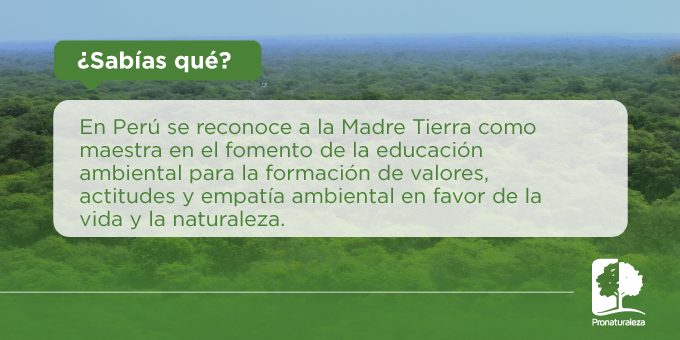 Pronaturaleza's tweet photo. La Resolución Ministerial N° 331-2022-MINAM del 31 de diciembre de 2022 aprobó la propuesta de la Dirección General de Educación, Ciudadanía e Información Ambiental de reconocer a la "Madre Tierra" o "Pachamama" como maestra de la educación ambiental.
#DatoPRO #EducaciónAmbiental https://t.co/24LC4EaLKC