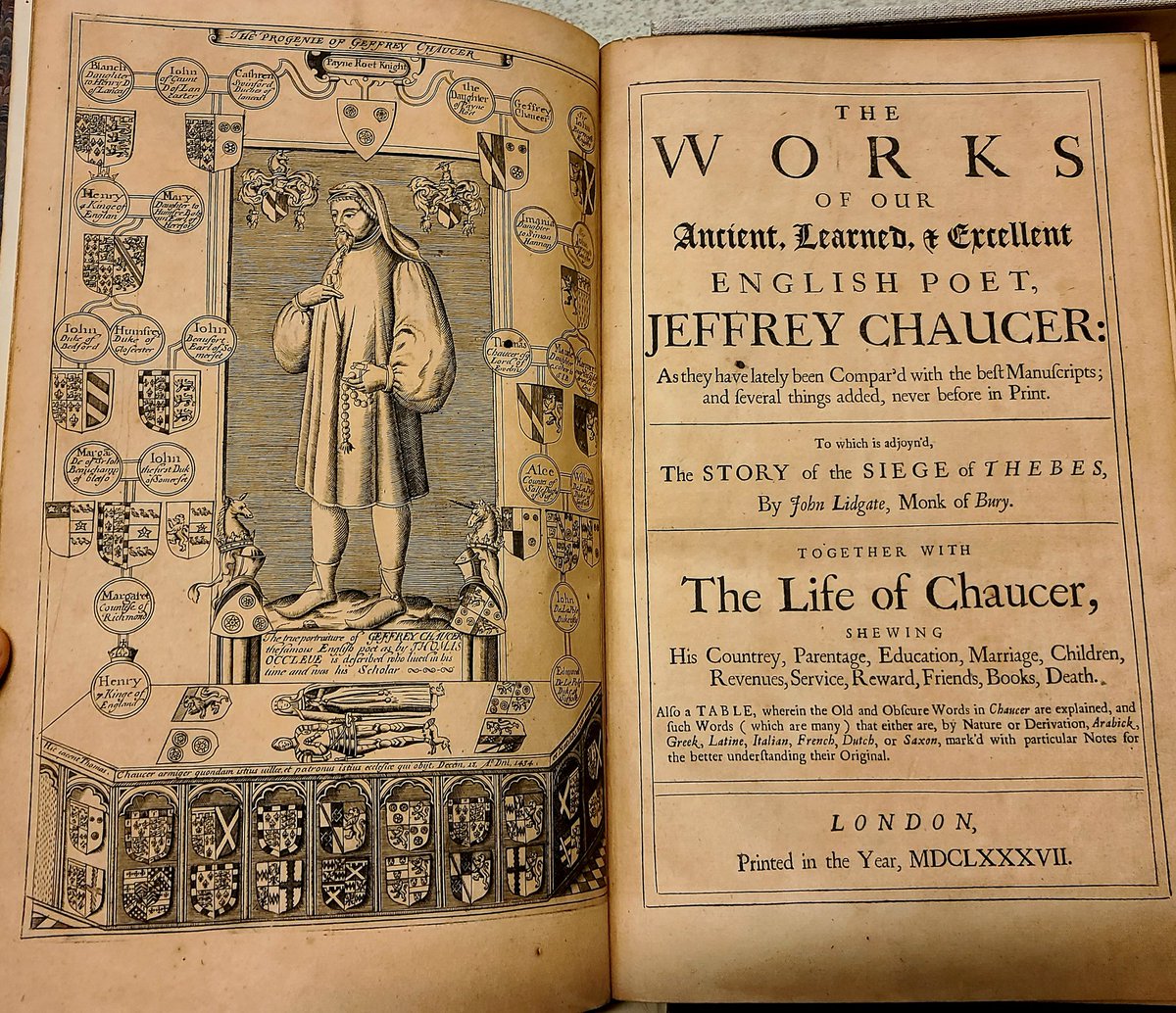 SutroLibrary's tweet image. This #frontispiece engraving from 1687 shows #Chaucer surrounded by his family tree! #FamilyTreeFriday #Genealogy #libraries #specialcollections.