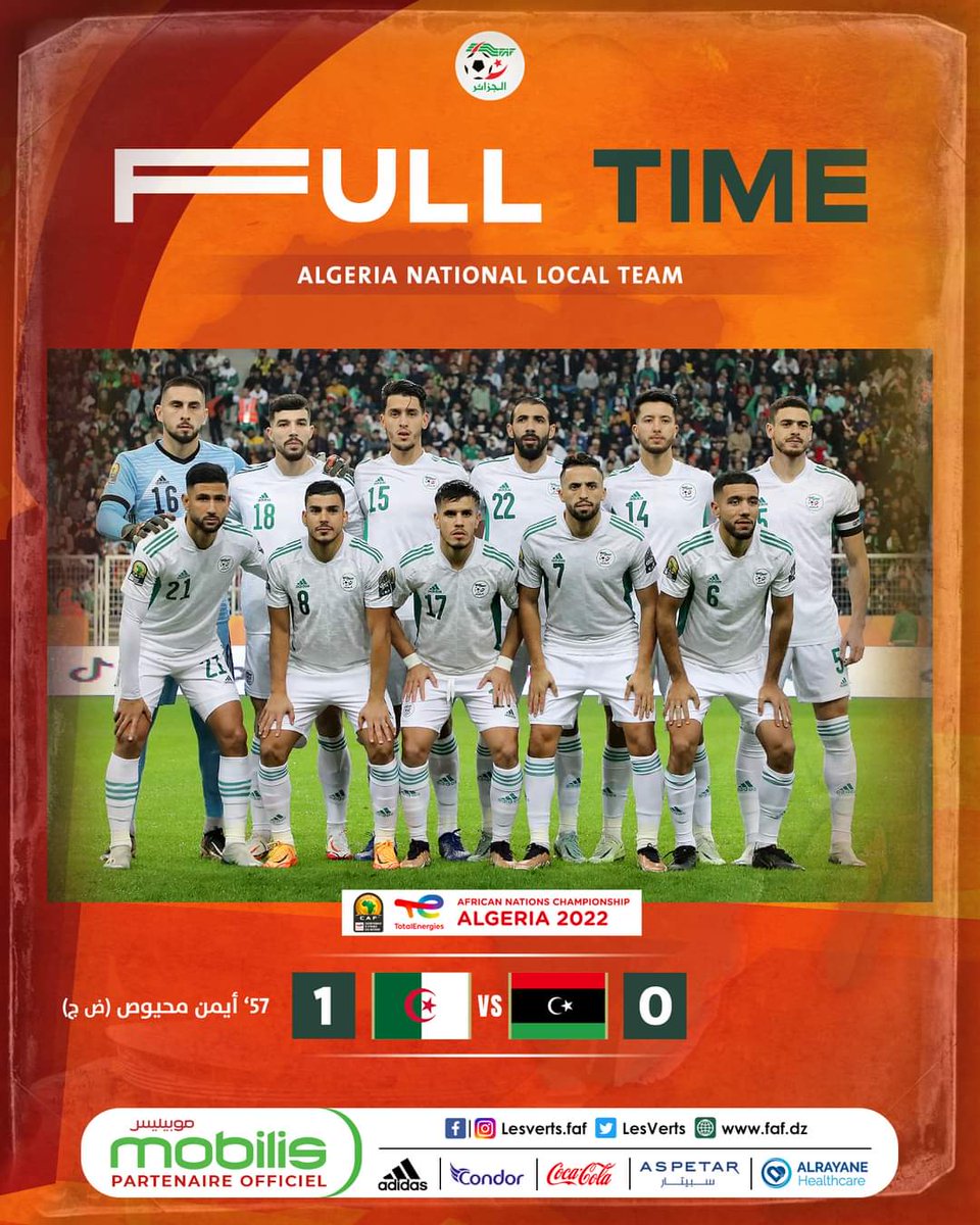 jil_fm's tweet photo. فوز المنتخب الوطني للمحليين ضد المنتخب اليبي بهدف دون صفر من توقيع أيمن محيوص https://t.co/twDJ95404L