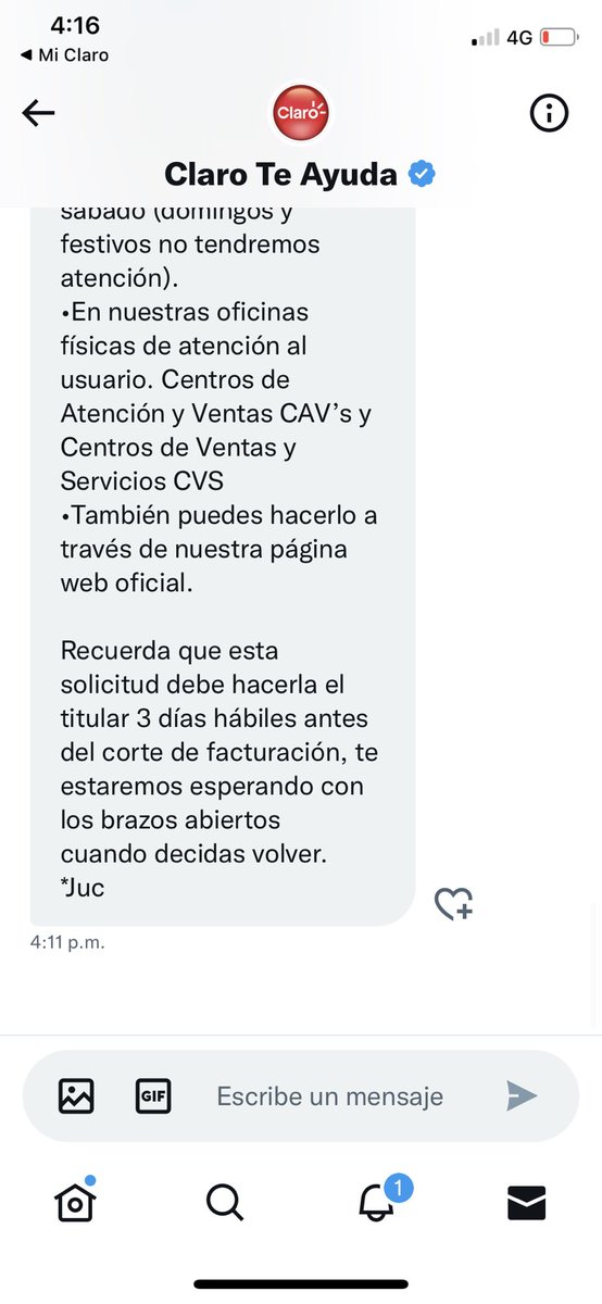 serranog1's tweet photo. Esta es la actitud?  Miren por favor su respuesta, no veo ninguna actitud. Eso lo responde un asistente virtual o alguien con experiencia en manejo de clientes? @ClaroColombia @ClaroTeAyuda  lástima la falta de respeto y cuidado por sus clientes. @sicsuper https://t.co/UGf9uIKCS7