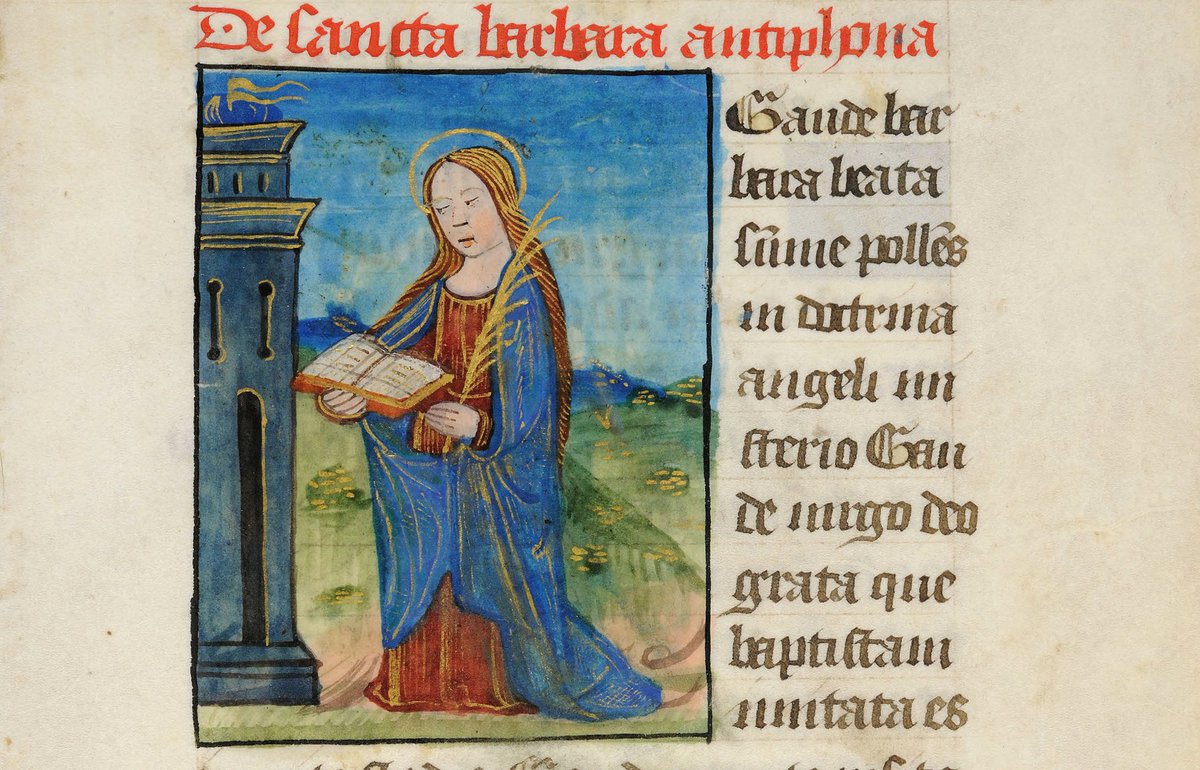 McGill_Rare's tweet image. Antiphon for Saint Barbara for #fragmentfriday 
McGill MS 149. Two leaves from a manuscript Book of Hours. Paris, c. 1475-1485