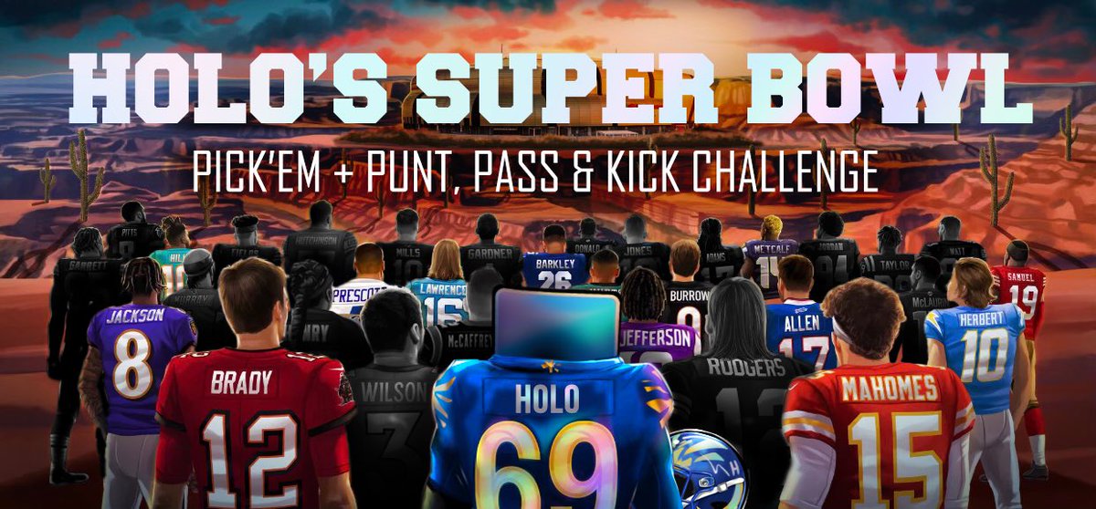 Holo’s Super Bowl Challenge 🧞‍♂️🏈

✅ NFL Playoff Pick’Em
✅ Punt, Pass &amp; Kick Competition

📝 Full rules and details in the <a href="/vspass/">VaynerSports Pass</a> discord - Holo’s World 👀 

🚨 Deadline to enter - 4:29pm ET Sat Jan.14 2023