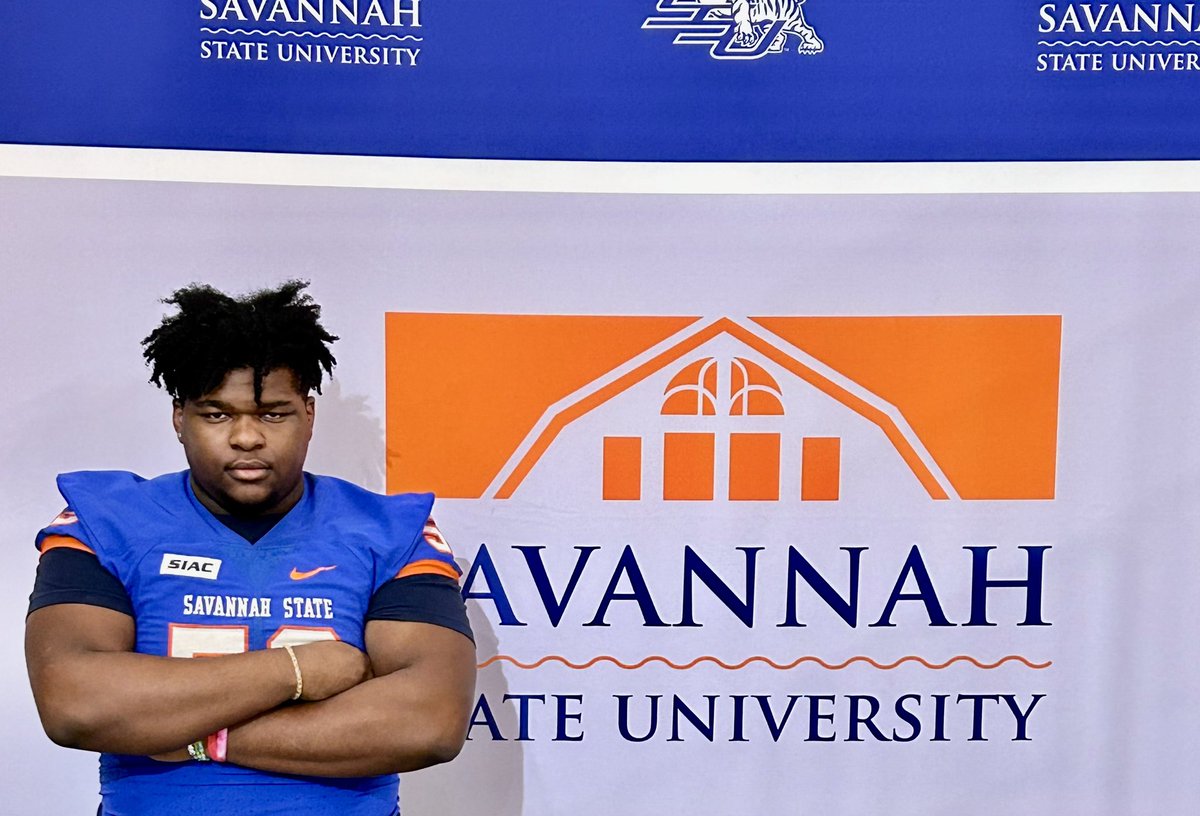 caleb0924's tweet photo. Had a great visit @SavannahStateFB go tigers!!🐅@CoachBennett29 @chucksmithnfl @247Sports @TP_recruiting https://t.co/99hYClq8o6