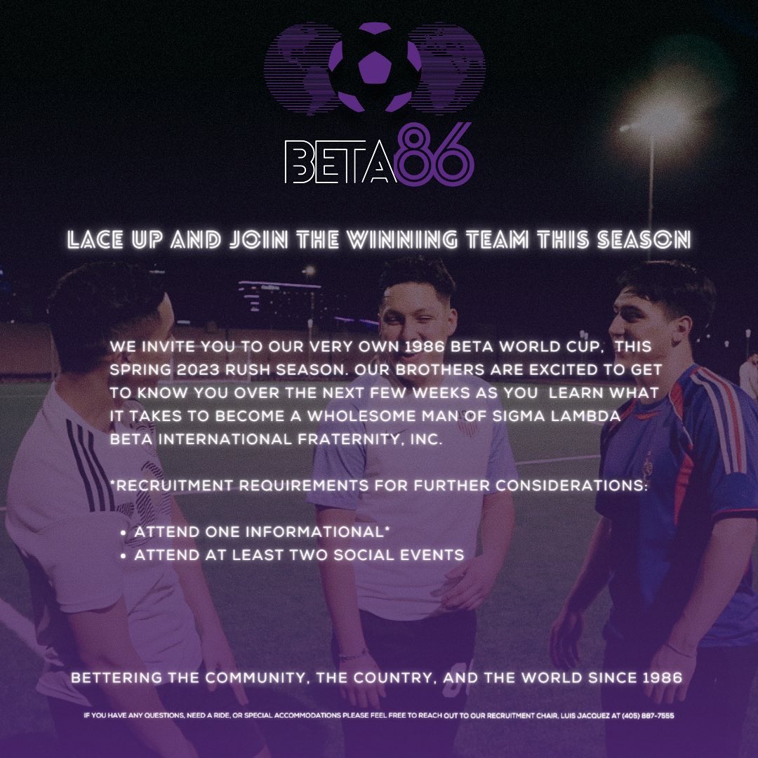 Join the winning team this semester and rush Beta 🏆 

Click the link in our bio to fill out our interest form for more information.Accommodations will be made upon request should they be needed. 

#RushSLB #SP23 #GoBeta #ΣΛΒ #WhySLB #EtaGammaMade 😈