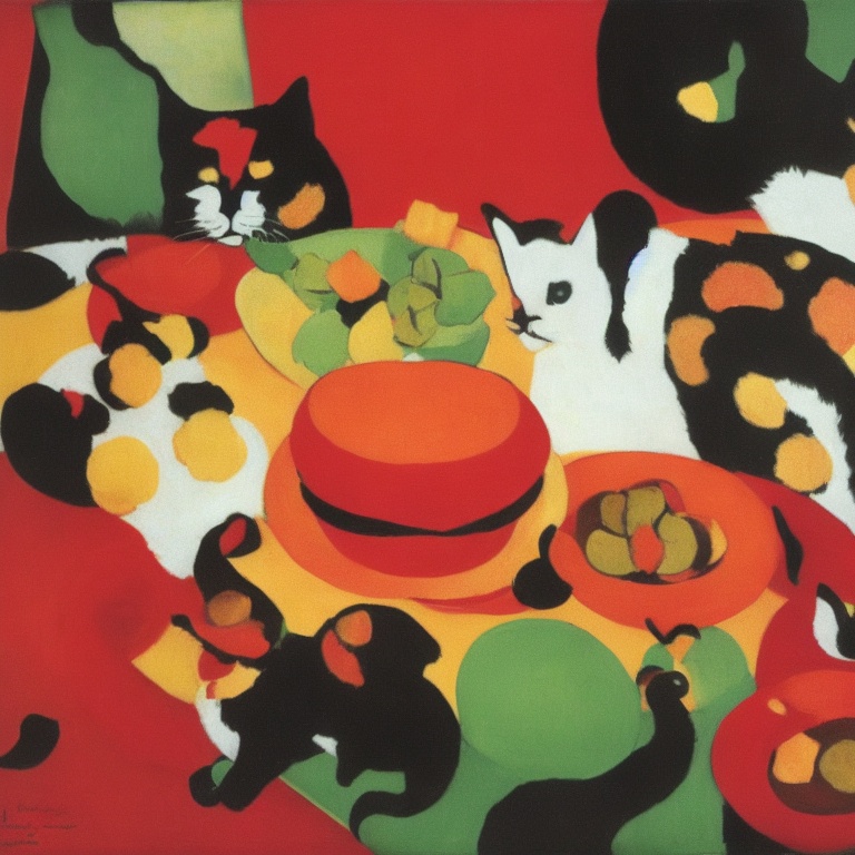 diffuse_store's tweet photo. cats with hamburger, by henri matisse, paper cutout. 🤖 created by AI algorithm 🤖

#aiart #aiartcommunity #aiartist #aiartdaily #stablediffusion #stablediffusionai #stablediffusionart #homedecor #interiordesign #framedart #matisse #impressionism https://t.co/tEDiM9mbij
