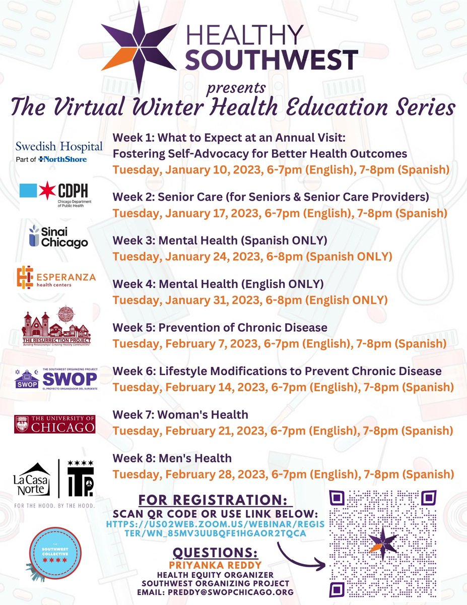 ¡Estoy emocionada de compartir que hablaré sobre el cuidado de personas mayores durante la Serie de Educación de Salud de Invierno de <a href="/swoporg/">SWOP</a> el martes 17 de enero! Únase a nosotros a las 6 en inglés o a las 7 en español: 
bddy.me/3kbwUk2