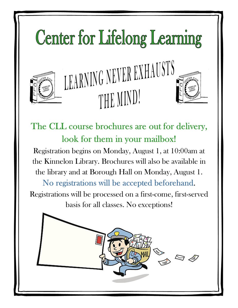 KinnelonLibrary's tweet image. CLL Registration Begins Tuesday, January 17 - mailchi.mp/kinnelonlibrar…