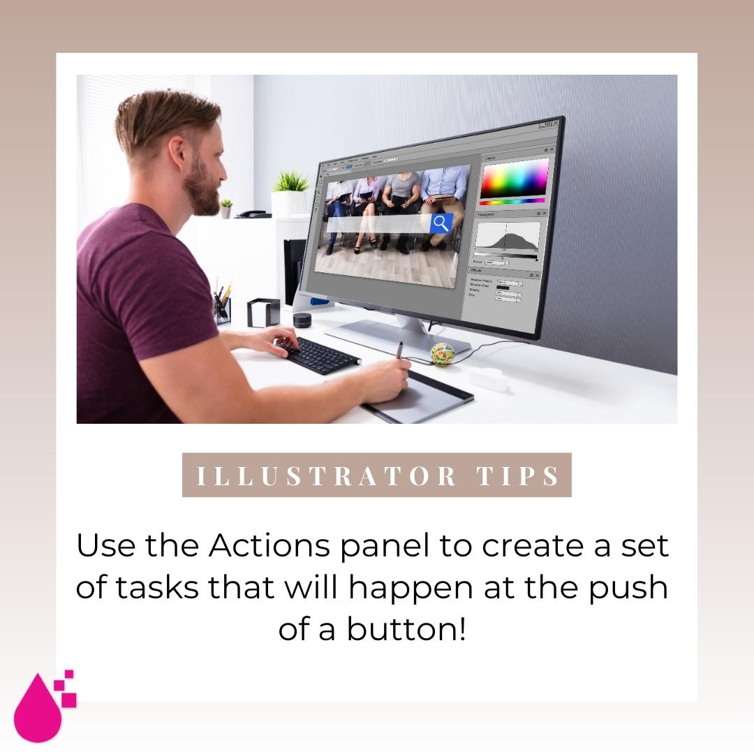 DigitalRain_inc's tweet image. Do you do a lot of repetitive tasks in Illustrator? Why not make them into an Action so they all happen at the click of a button (or a keyboard shortcut)? This underutilized feature can cut down the time it takes you to finish your design!

#AdobeIllustrator #IllustratorTips