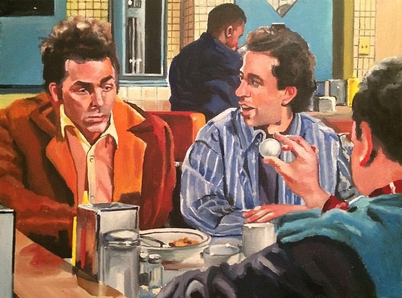 SeinfeldTV's tweet photo. Seinfeld fan test – can you name all the episodes from these scenes? 

Fantastic work by artist Kevyn Schmidt #FanArtFriday https://t.co/SvPD57l9eZ