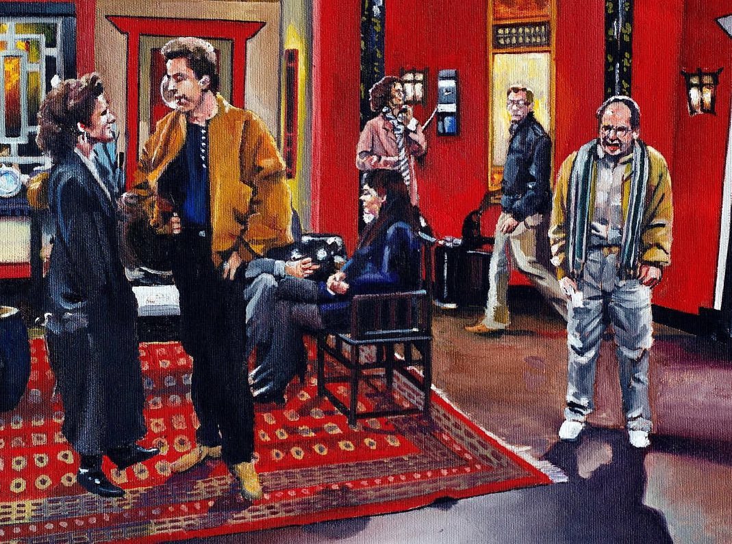 SeinfeldTV's tweet photo. Seinfeld fan test – can you name all the episodes from these scenes? 

Fantastic work by artist Kevyn Schmidt #FanArtFriday https://t.co/SvPD57l9eZ