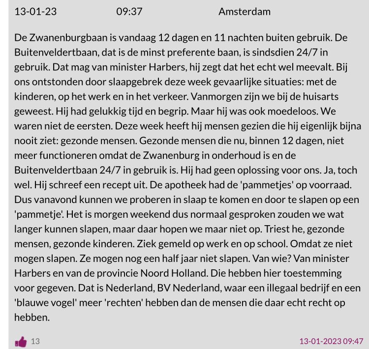 Ragnapost's tweet photo. 12 dagen en 11 nachten terreur van #Schiphol in #Amsterdam. Huisartsen zien gezonde mensen zieker worden. Mensen kunnen dit niet maandenlang volhouden zonder gezondheidsschade. Ik weet dat als geen ander. #SchipholMoetKrimpen #StopNachtvluchten https://t.co/wSj9dl174i