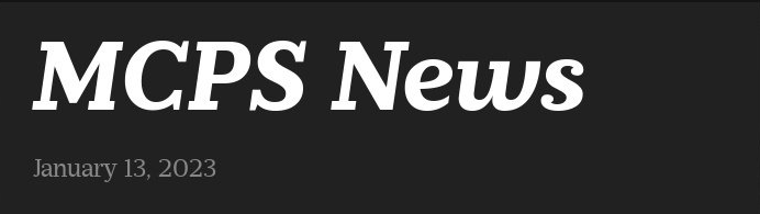 January 13, 2023, edition of the MCPS News is now available! 

smore.com/pwhvx