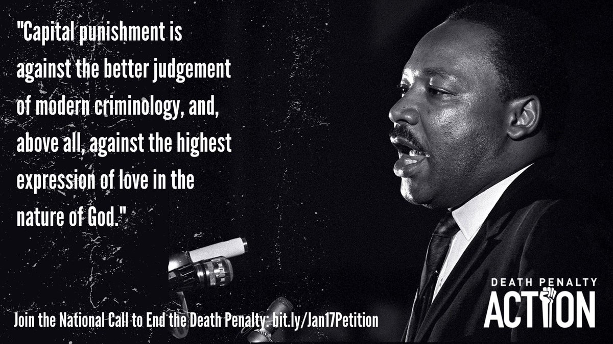 DeathPenaltyAct's tweet photo. This #MLKDay2023 Join the National Call to End the #DeathPenalty at https://t.co/eYeuD3E5mF - #StopExecutions #DemolishTheDeathHouse 

@ShaneClaiborne @BerniceKing @helenprejean @RepPressley @SenatorDurbin #MLKDay #MLKWeekend #mlkdayofservice #MLK2023 https://t.co/5zRAceJbTa