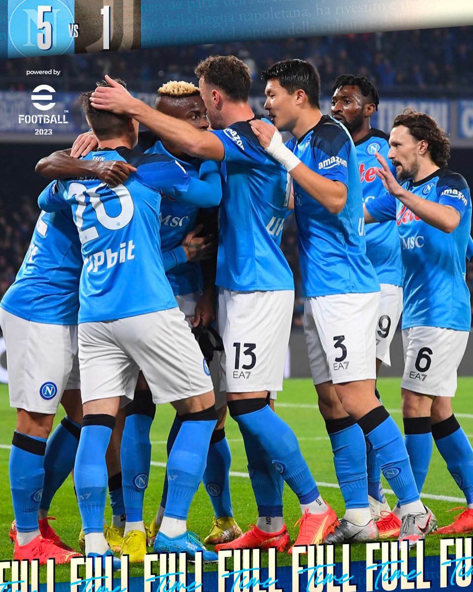 Finita ✅ 

93’ | #NapoliJuve 5-1
💙 #ForzaNapoliSempre