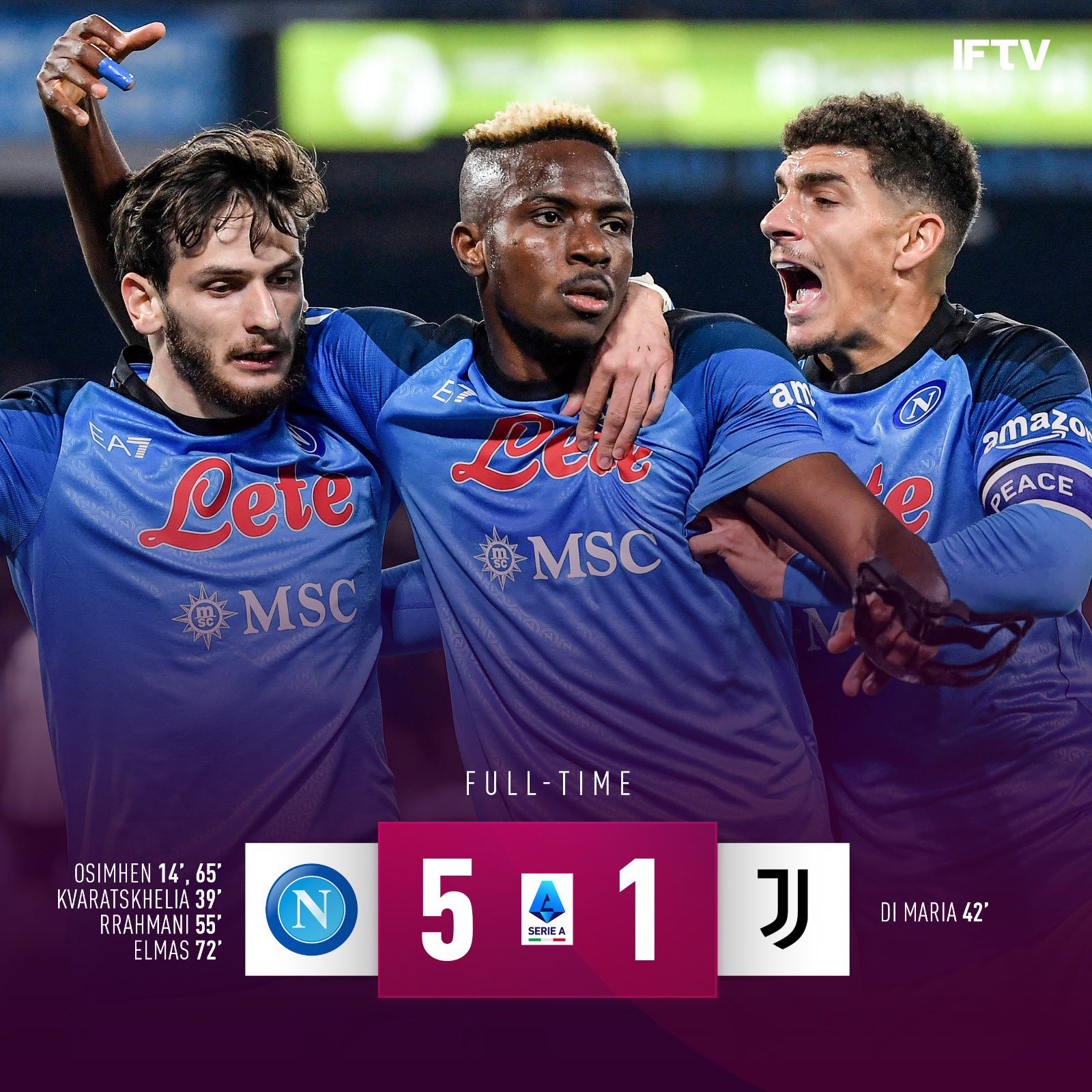 Italian Football TV on "Napoli with a MASSIVE statement win over Juventus 😱💙 This is the first time Napoli's scored than 3 goals vs Juve since (also a 5-1