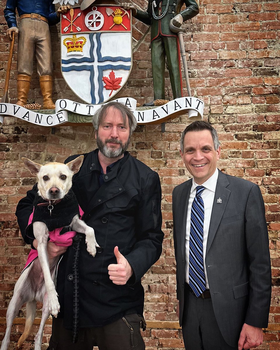 Today in Canada’s national Capital Ottawa -  Stopped by city hall with my pup Charley to speak with Mayor <a href="/_MarkSutcliffe/">Mark Sutcliffe</a> - Thank you Mayor Sutcliffe!  And to everyone else if you  haven’t visited my hometown you have to come soon! #Ottawa #Canada