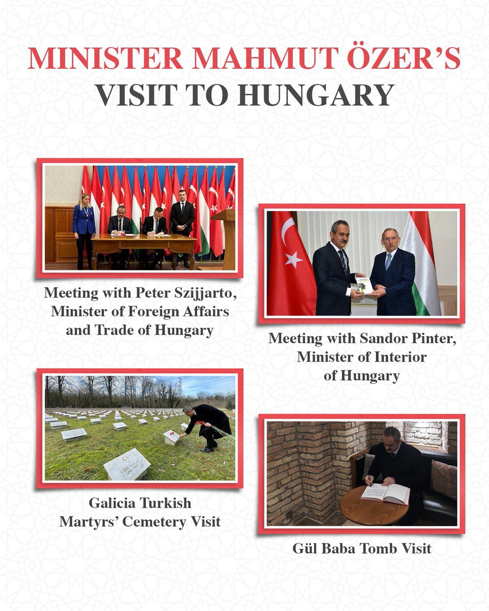 Minsk_EM's tweet photo. Minister of National Education Mahmut Özer paid a visit to Hungary to hold official talks.

“Education constitutes an important area of opportunity to further the cooperation between Türkiye and Hungary.” #tcmeb  #mebabdigm https://t.co/kEYhS0YjzJ