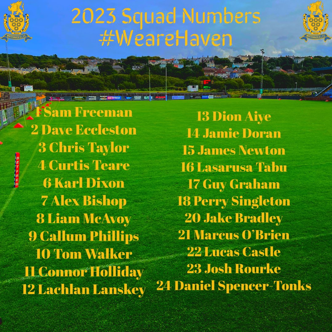 At this evening’s Season Launch the 2023 squad numbers have been announced ahead of Sunday’s Ike Southward Memorial Trophy vs <a href="/WorkingtonTown/">Workington Town</a> 

#WeareHaven