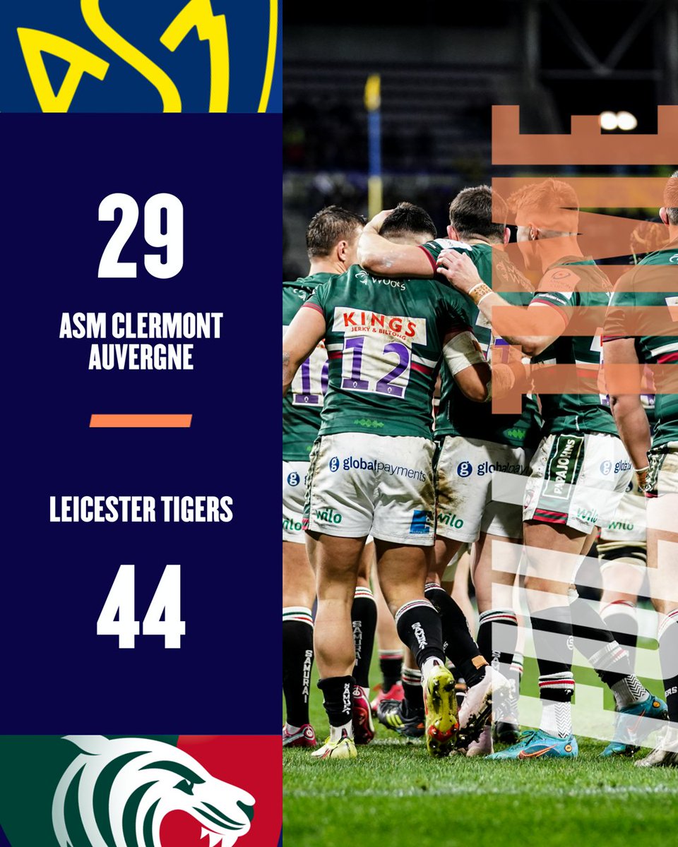 ChampionsCup's tweet photo. 🐯@LeicesterTigers are the first team to qualify for the Round of 16 👊👊👊
Reaction?
#HeinekenChampionsCup https://t.co/A2hAhijTOz