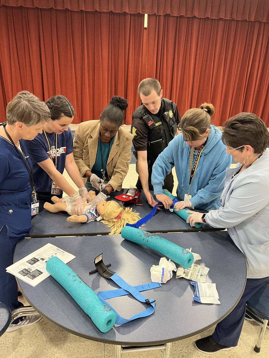 Professional Development today discussing and reviewing safety with Officer Roberts and Nurse Odom.  <a href="/CatawbaTrail/">Catawba Trail Colts</a> <a href="/ShulersClass/">LaTanya Shuler</a> <a href="/CTEHealth/">CTE Health Clinic</a>