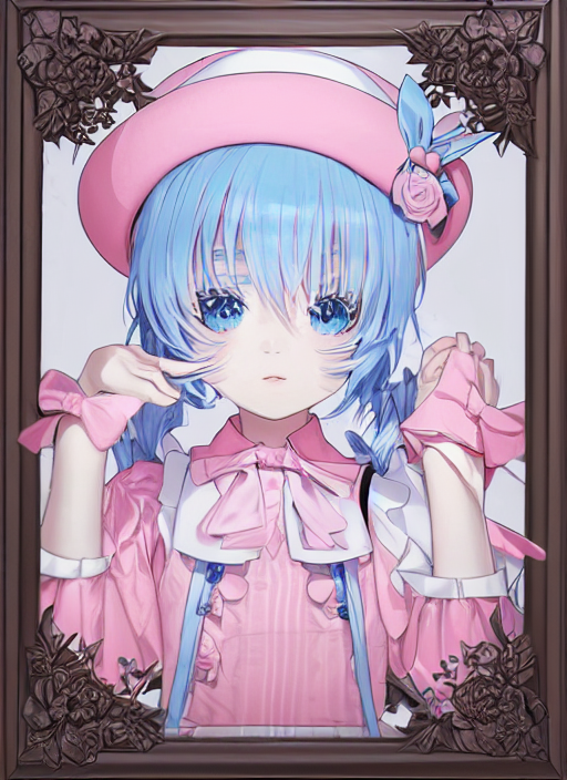 2sideuptail 『水色ツインテール、小柄、ロリ、ピンクのボーラーハット