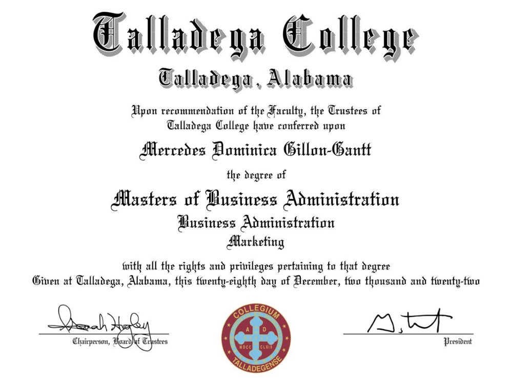 I just received my Masters of Business Administration in Marketing at the Alpha Lyrae Vega of them ALL. I am officially an Alumna of Talladega College 2X. #HBCUMade #1867 #DegaProud #DegaStrong ❤️🌪️💙