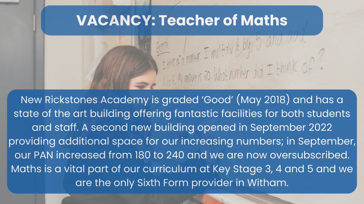 VACANCY: Teacher of Maths

If you are passionate about teaching Maths, then we want to hear from you!

Apply here : aet.csod.com/ux/ats/careers…

#MathsTeacher #Secondary #Maths #teachertwitter