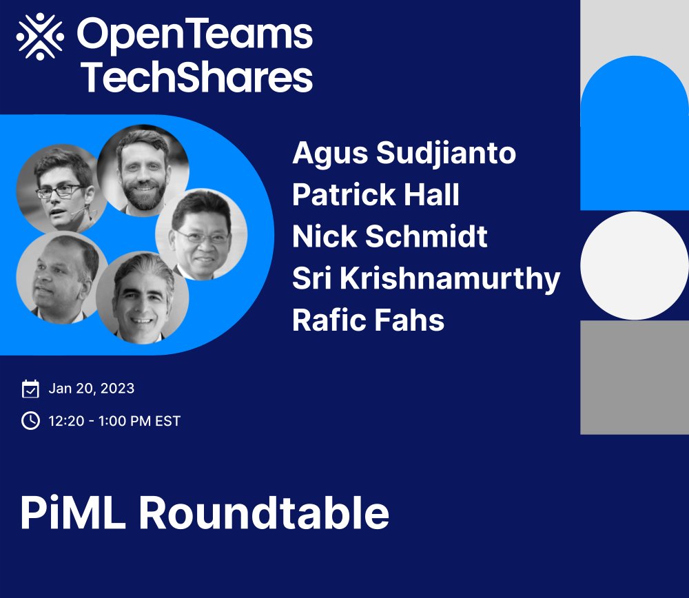 openteamsinc's tweet image. In this roundtable, our panelists will discuss a variety of topics related to PiML, including important features &amp;amp; significant applications and PiML’s history, current community &amp;amp; future directions.

🗓️ Jan 20
🕚 12:20 PM EST

Register: hopin.com/events/quality…

#TechShares