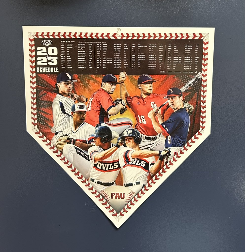 2023 FAU Baseball schedule poster looks awesome! 35 days until opening night! #WinningInParadise