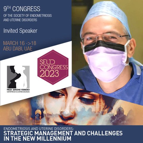drferrero's tweet photo. Honored to participate to the SEUD2023, the Meeting of the Society of Endometriosis and Uterine Disorders (SEUD). Thanks to the organizers for the invitation. See you in Abu-Dabi! 🇦🇪
#endometriosis #adenomyosis #fibroids #heavymenstrualbleeding #SEUD
https://t.co/dRH9r5ZBk6 https://t.co/enInVK3utQ