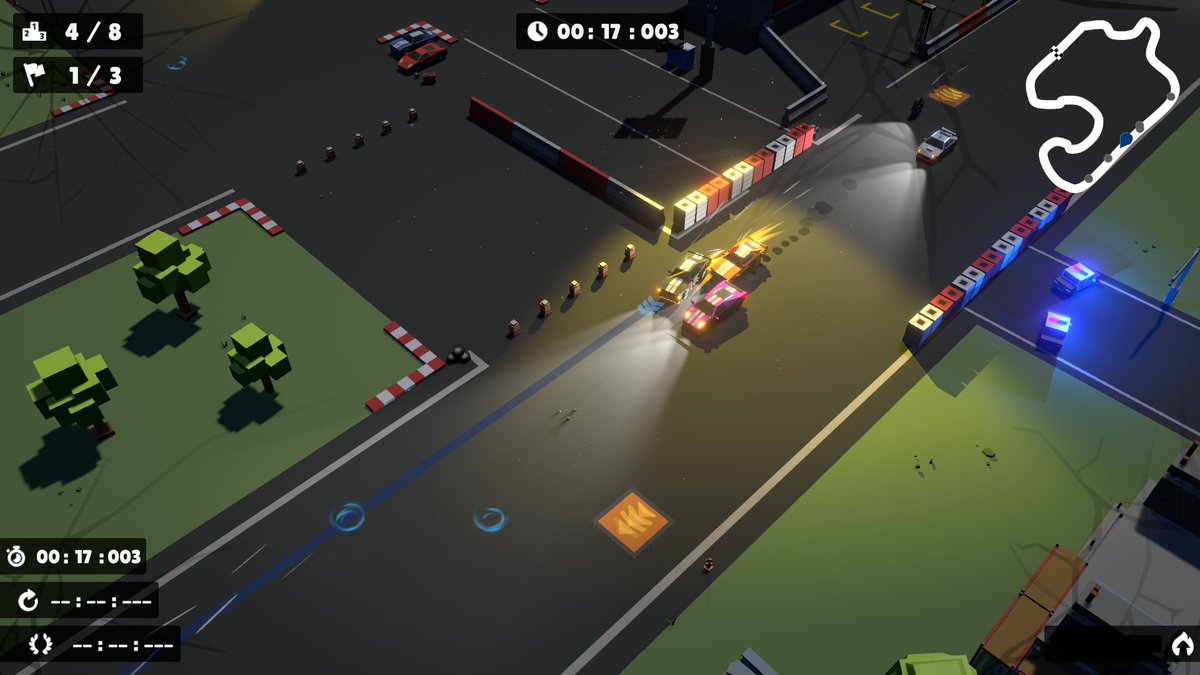 LaserFreunde's tweet photo. Worked on the crash effects a little bit. What's next? Preparing for some splitscreen test sessions 🎮 #arcadegame #arcadegames #indiegame #indiegames #indiedev #racinggame #racinggames #Arcard https://t.co/gx0QCz0Svk